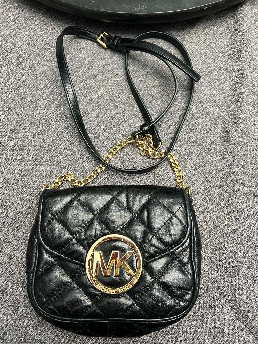 Michael Kors Fulton Small Quilted Leather Black Crossbody Bag